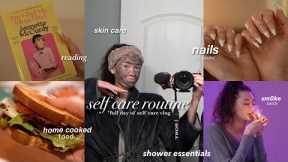 A SELF CARE DAY☁️🛁: skin care, hair care, nails, shower routine, body care, home cooking