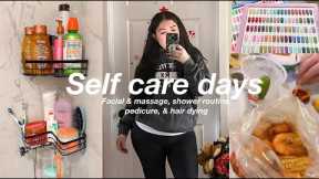 My self care routine: dying my hair, pedicure, shower routine, facial & body massage