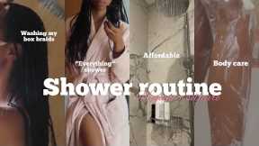 My SHOWER ROUTINE- body care, morning routine, box braids
