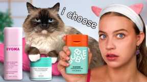 Cats Pick My Skincare Routine! *bad idea*