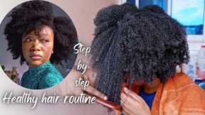 Step by step: Natural hair wash day treatment routine|for healthy and long hair #type4hair #washday